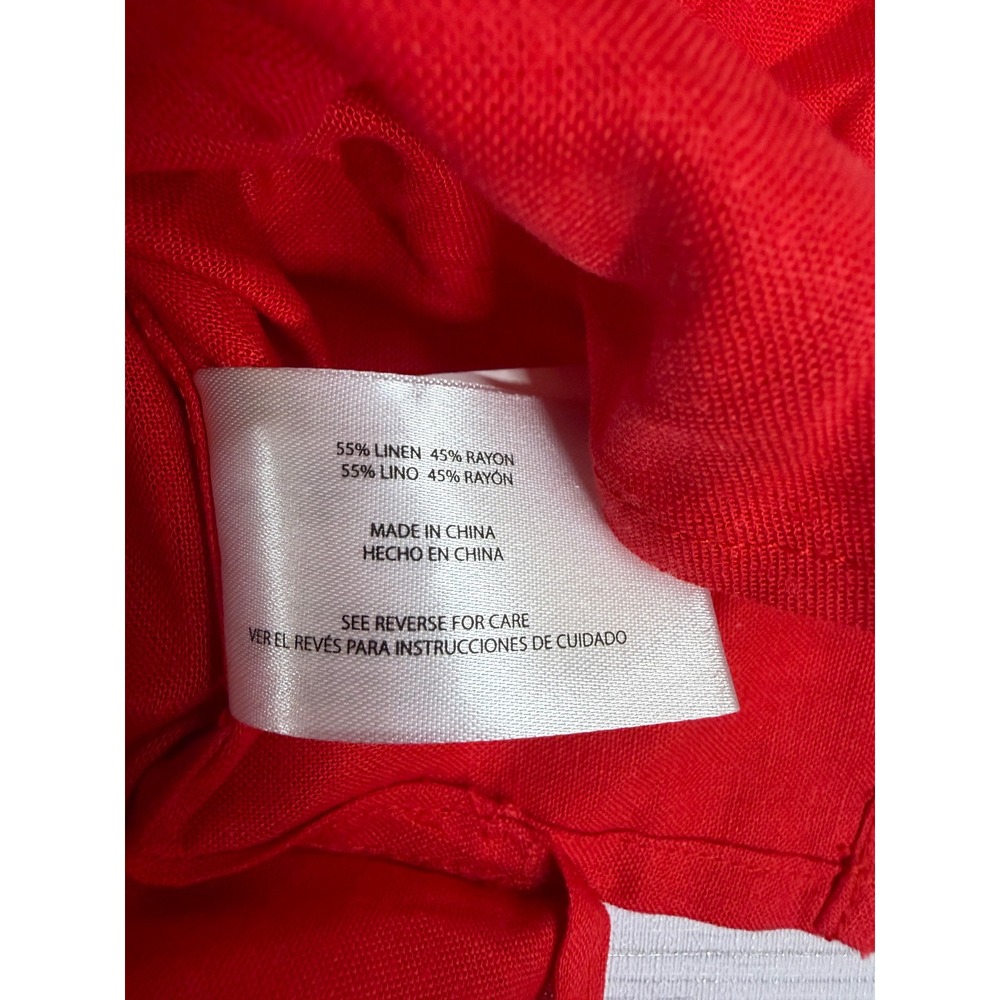 Gap Womens Large Linen Button Down Shirt Red Long Sleeve Top GP012715 NWT New - Picture 4 of 6